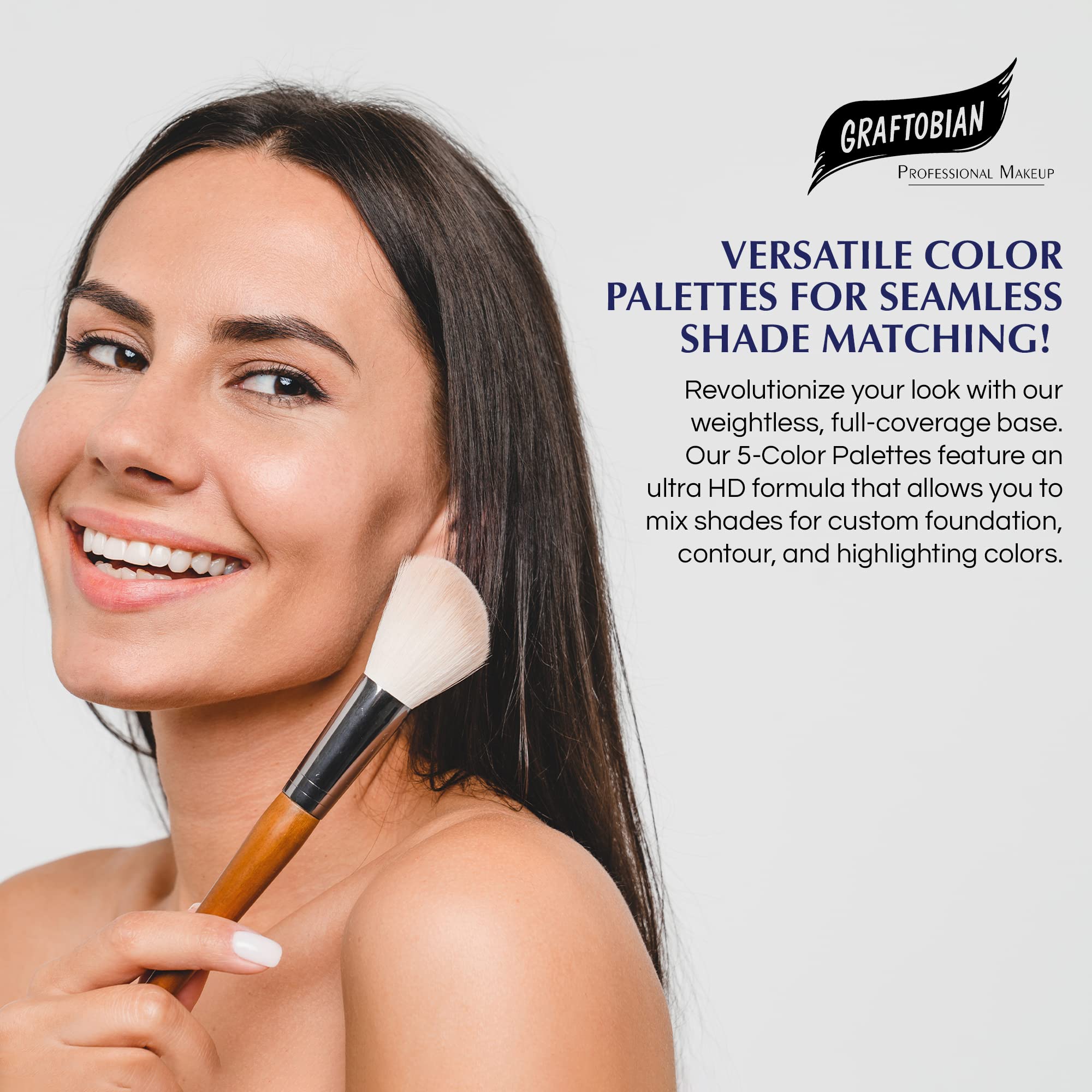 Five shade lineup Femme Fatale Winter Wheat Ginger Burnt Amber Sienna in Graftobian palette