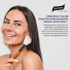 Five shade lineup Femme Fatale Winter Wheat Ginger Burnt Amber Sienna in Graftobian palette