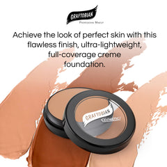 Graftobian foundation shade range swatch displays 65 tones for precise skin matching