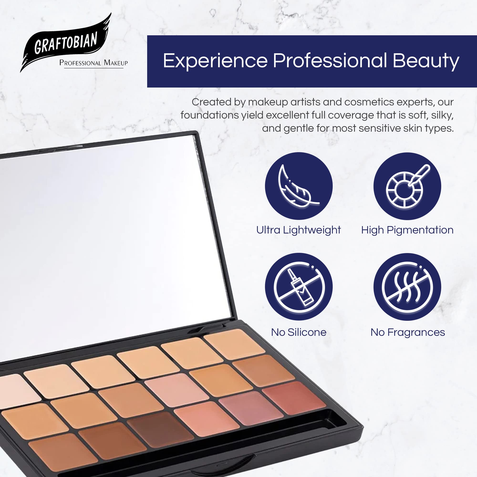 Graftobian HD Super Palette application blend demonstrating seamless skin-tone matching.