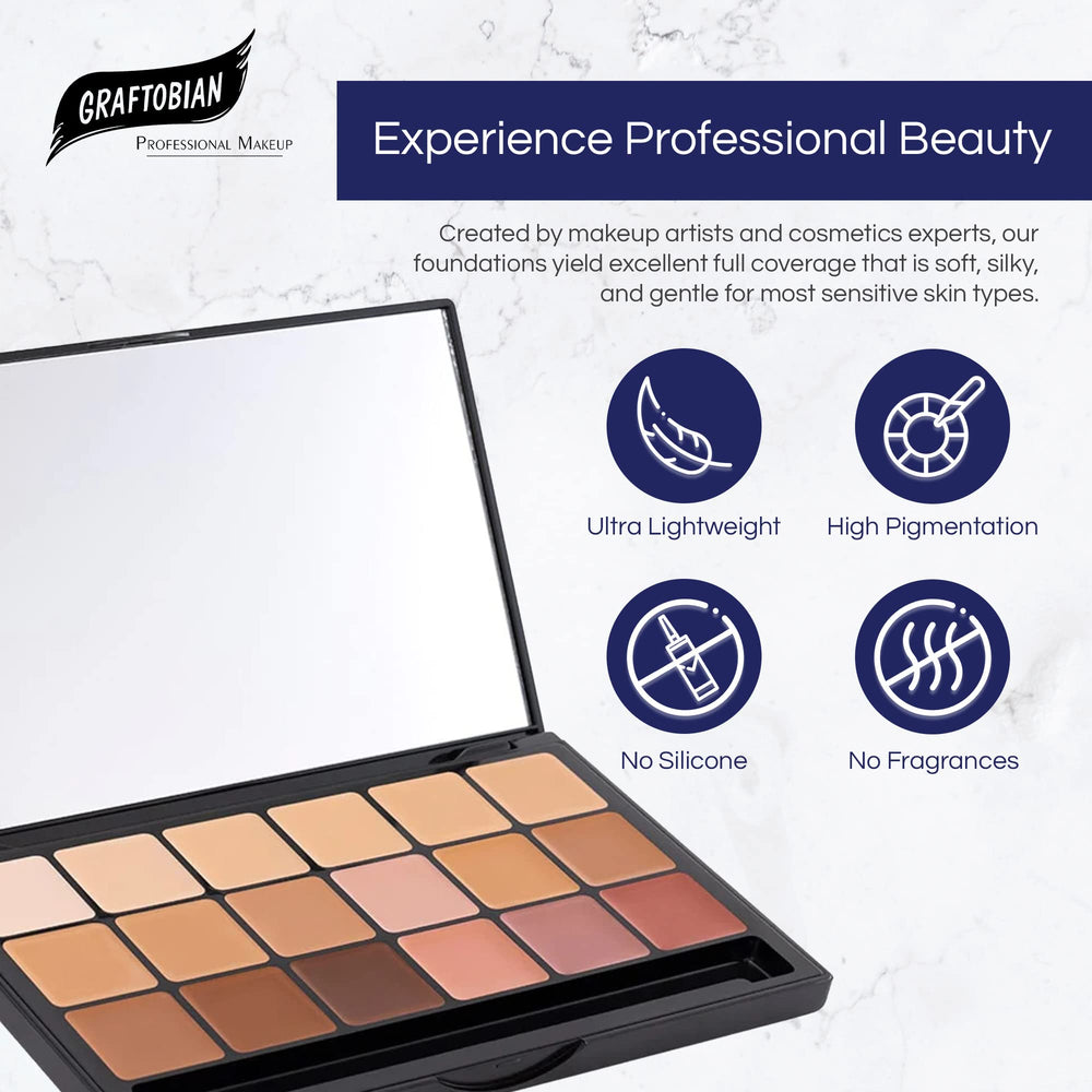 Graftobian HD Super Palette application blend demonstrating seamless skin-tone matching.