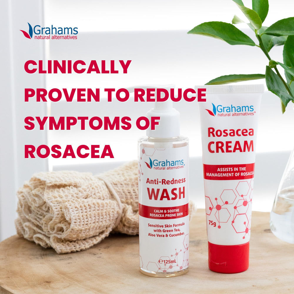 Grahams Natural Rosacea Cream application demonstrated by fingertips