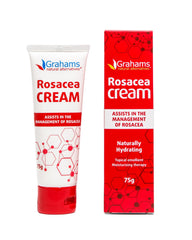 Grahams Natural Rosacea Cream jar showing soothing texture for sensitive skin