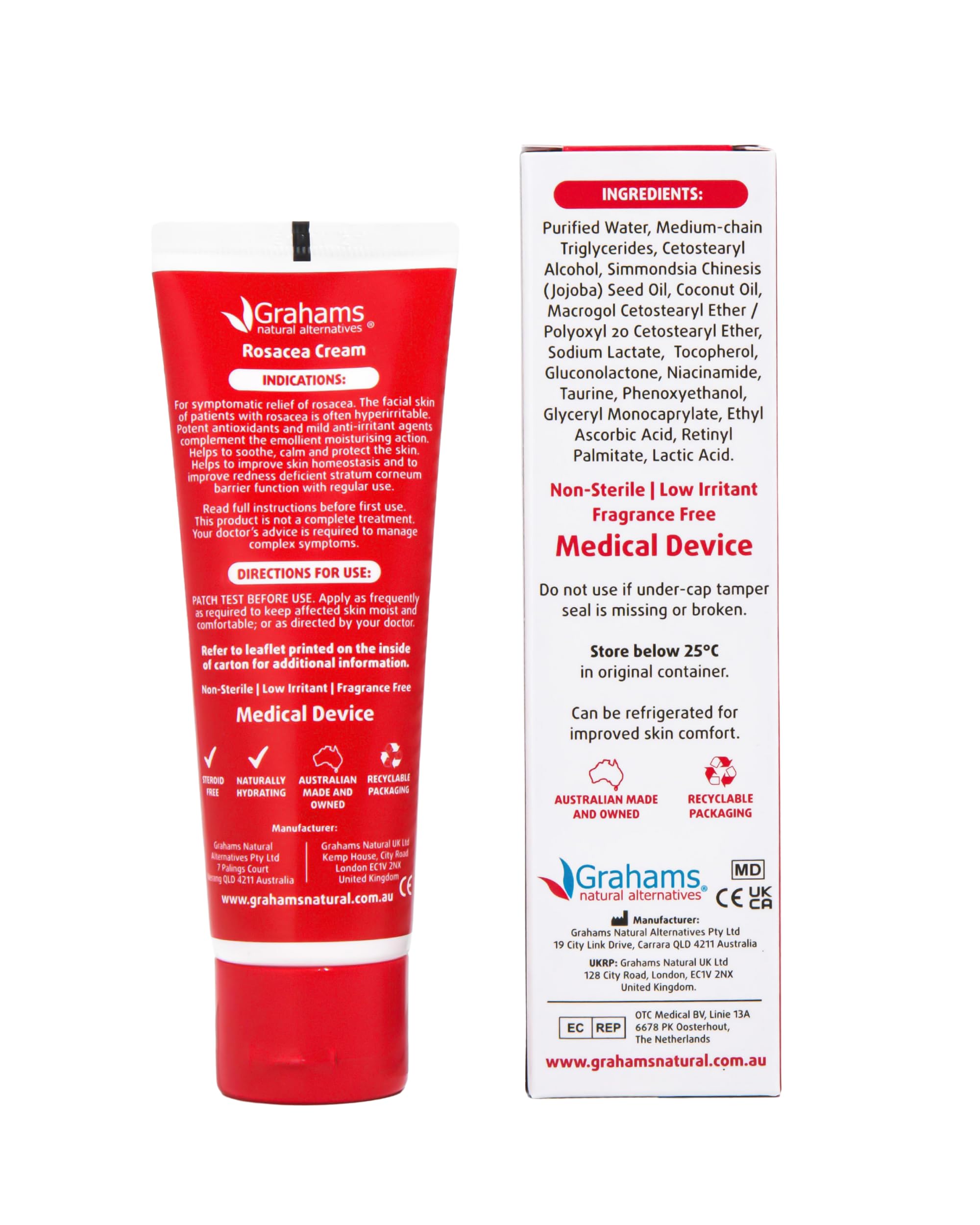 Grahams Natural rosacea face-care routine layout with cleanser