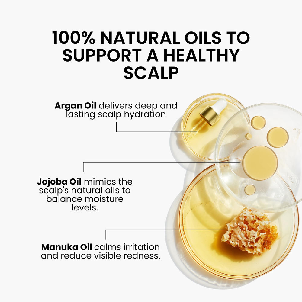 Grahams Natural Scalp Relief Oil label highlights a 100% natural formula.