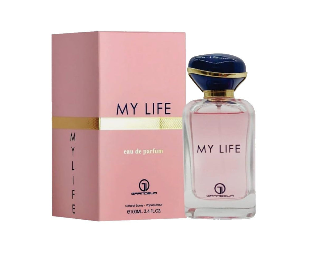 Grandeur My Life Eau de Parfum bottle highlighting floral sandalwood notes for daily elegance.