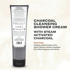 The Grandpa Soap Company charcoal shower cream pump-dispense shows easy application and quick lather.