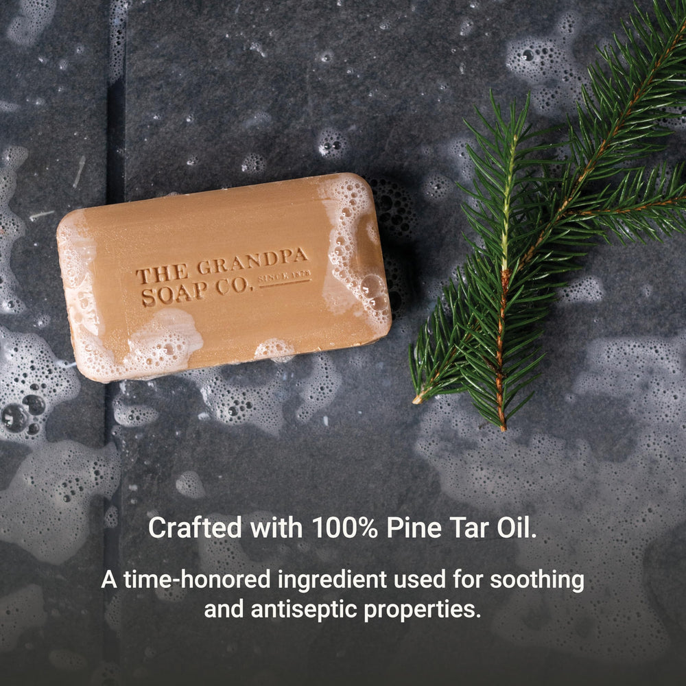 The Grandpa Soap Company pine-tar-oil soap provides natural cleansing with a pine aroma