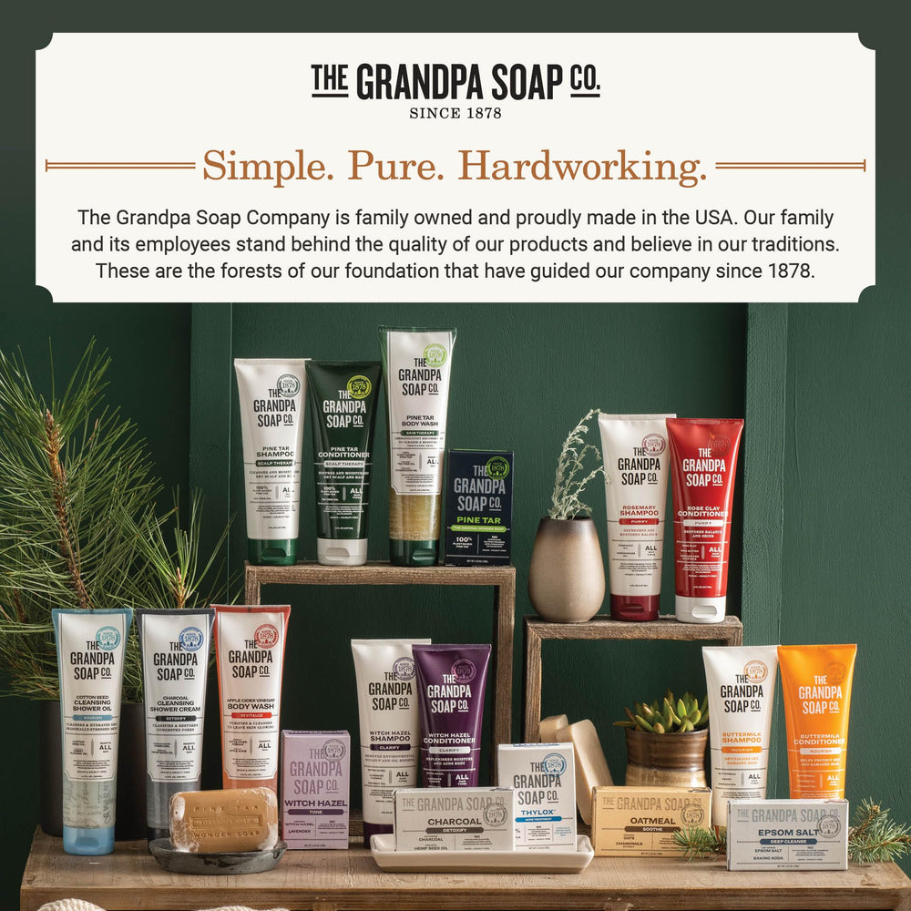The Grandpa Soap Company heritage image emphasizing a family-owned brand.