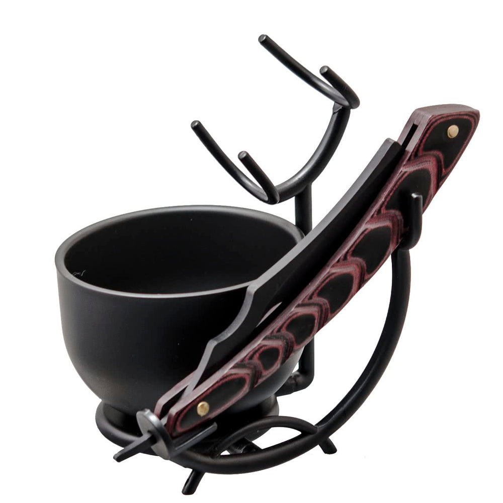 Grandslam shaving kit stand showcases sturdy stainless steel and elegance