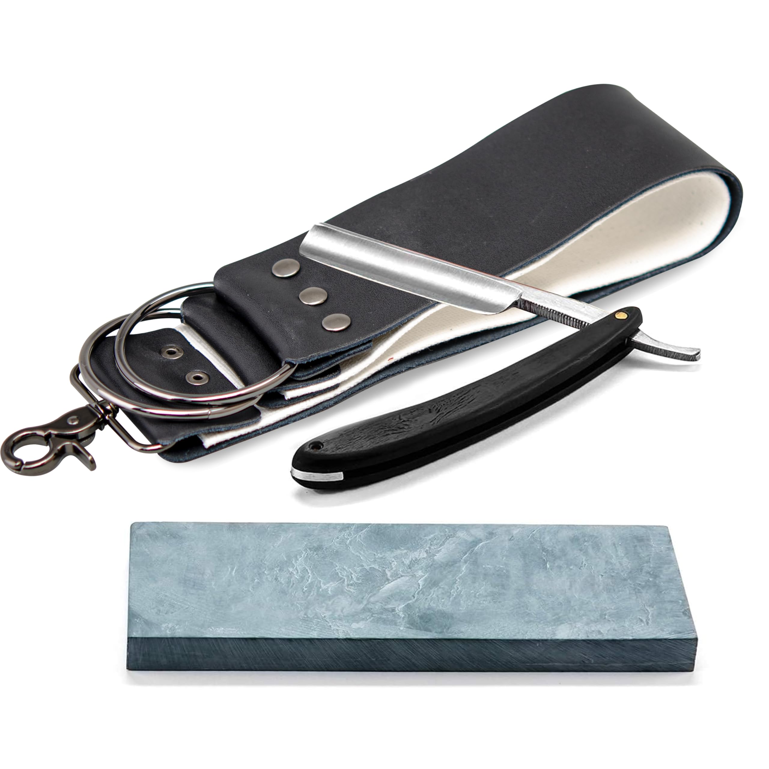 Grandslam straight razor with black wood handle for precise, traditional shaves.