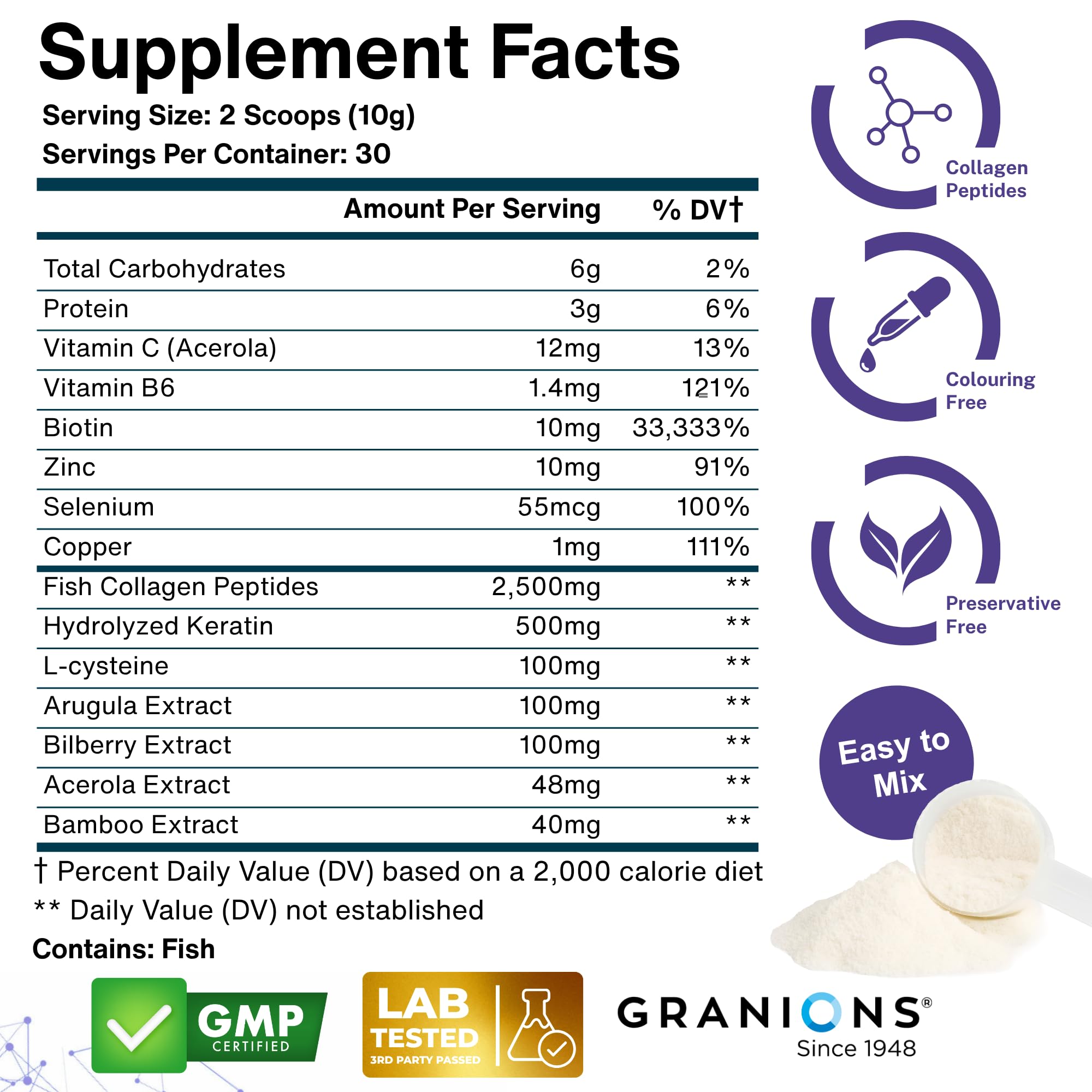 Granions biotin 10000mcg powder with measuring scoop