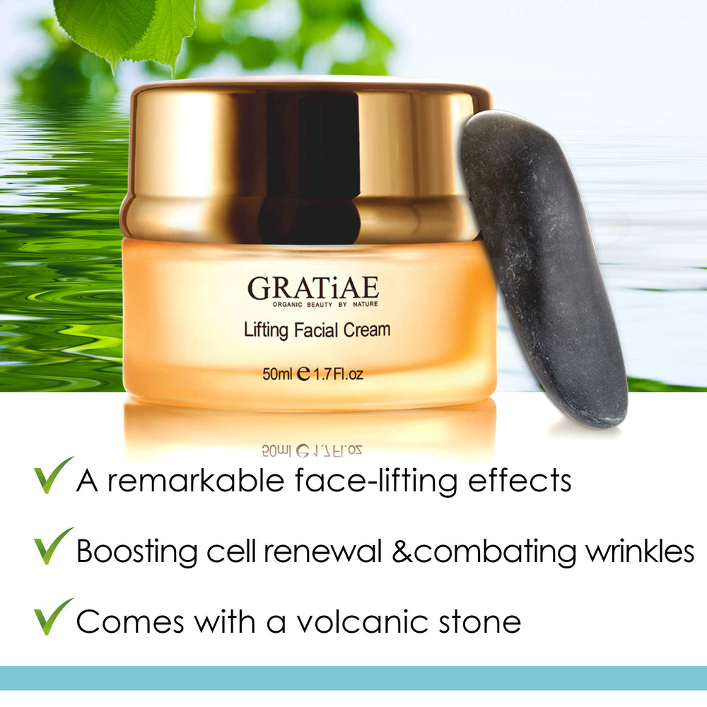 Gratiae lifting moisture cream volcanic stone massage shows the stone-stimulated circulation option.