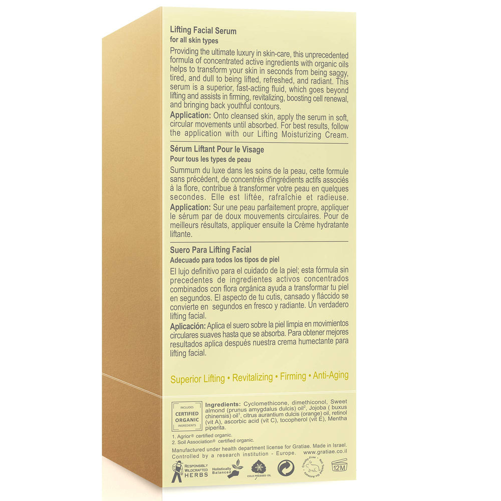 Gratiae lifting serum being applied for hydration and gentle anti-aging care.