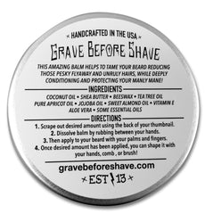 Close-up texture of Grave Before Shave Bay Rum Beard Balm showing smooth, nourishing formula