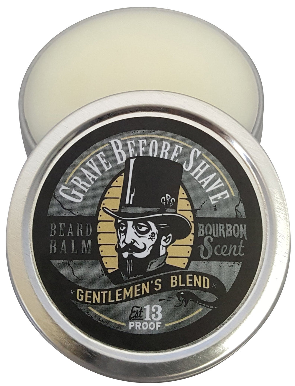 Grave Before Shave bourbon sandalwood scent packaging evokes a refined masculine vibe.