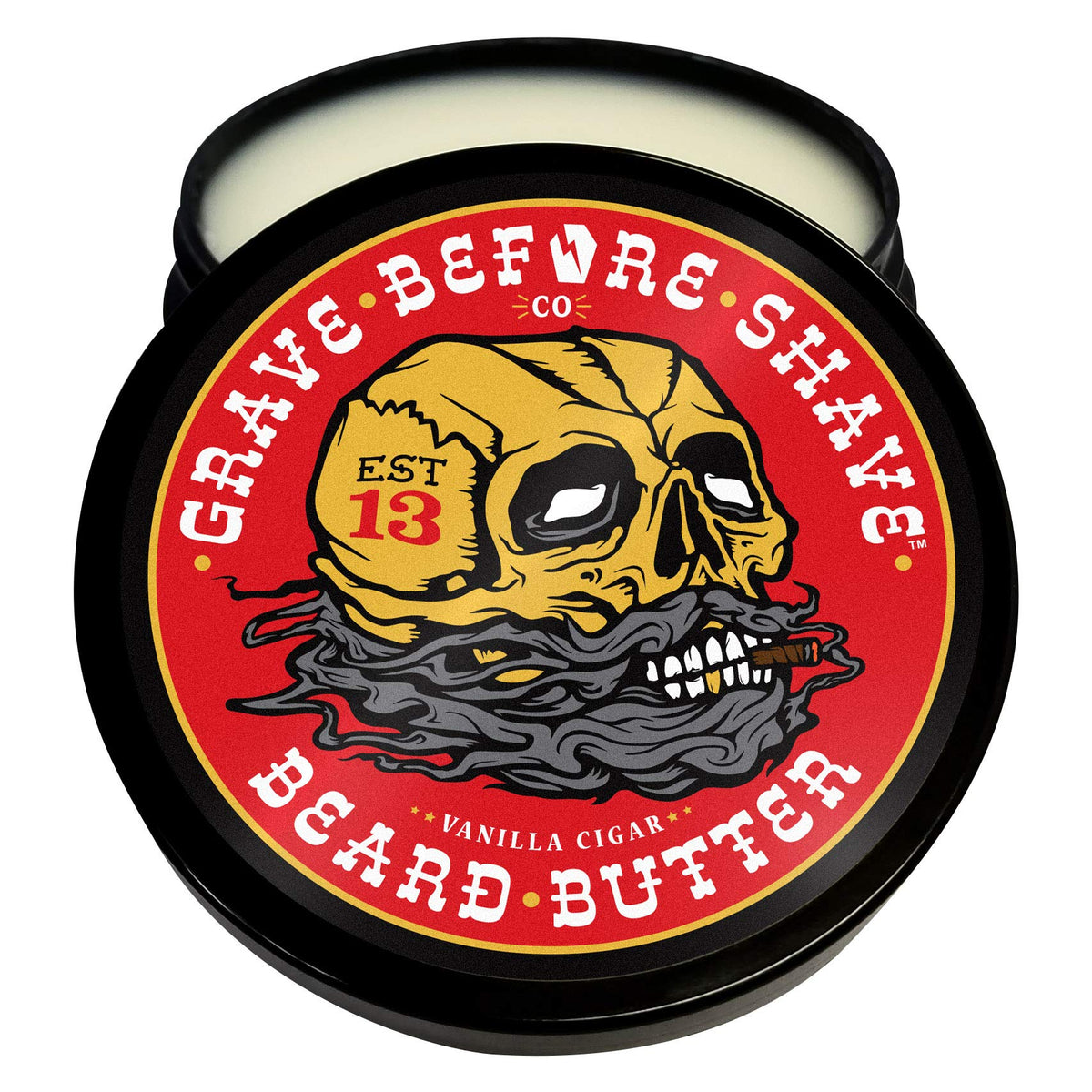 Grave Before Shave Cigar Beard Butter jar for easy conditioning