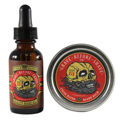 Grave Before Shave Cigar Blend beard balm tin for conditioning with a cigar-vanilla scent.