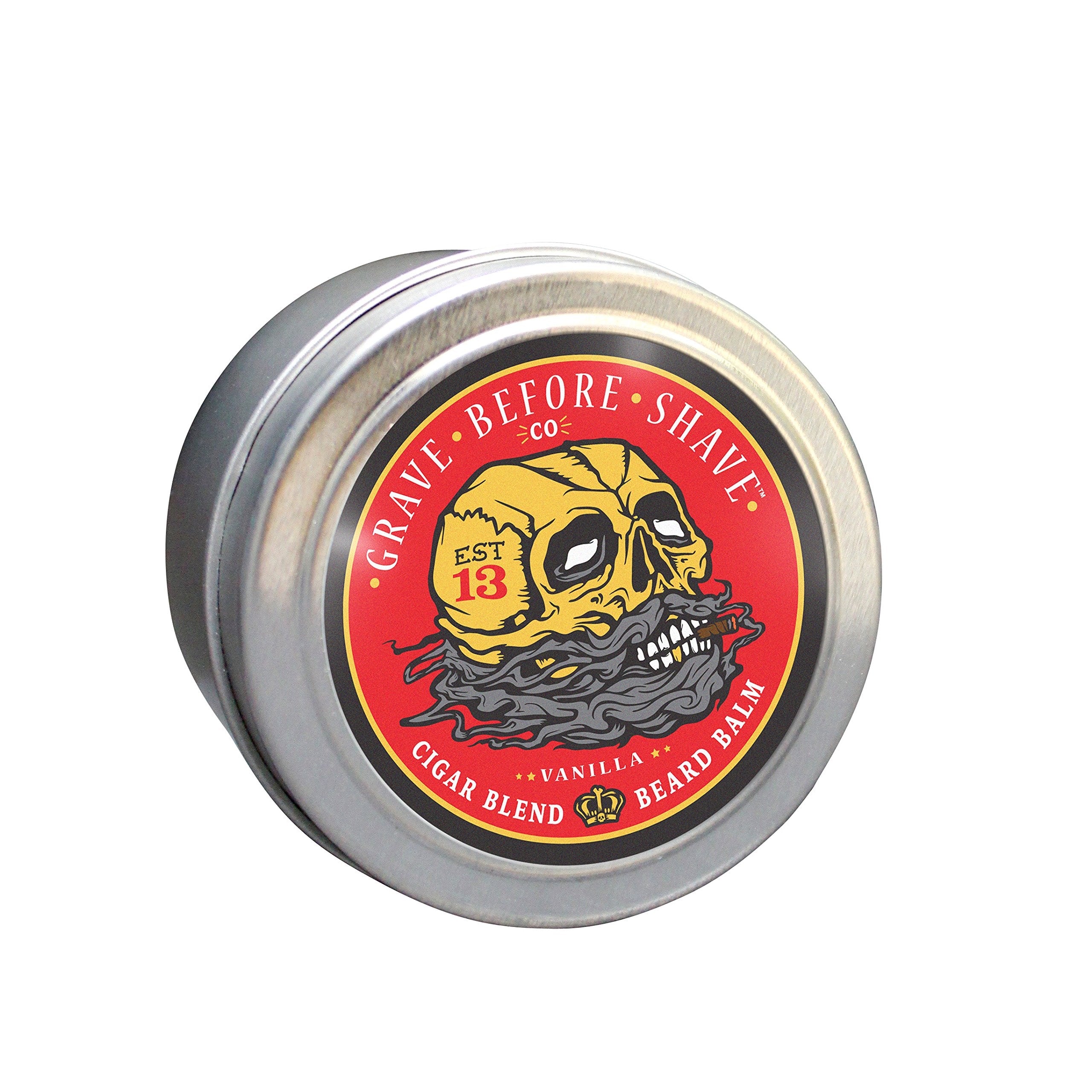 Grave Before Shave packaging showcasing cigar and vanilla notes for a premium grooming ritual.