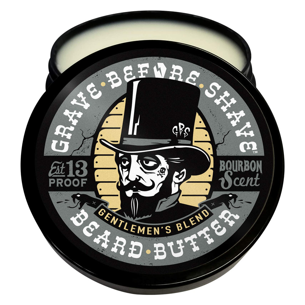 Texture close-up of Grave Before Shave beard butter showing rich, creamy consistency.