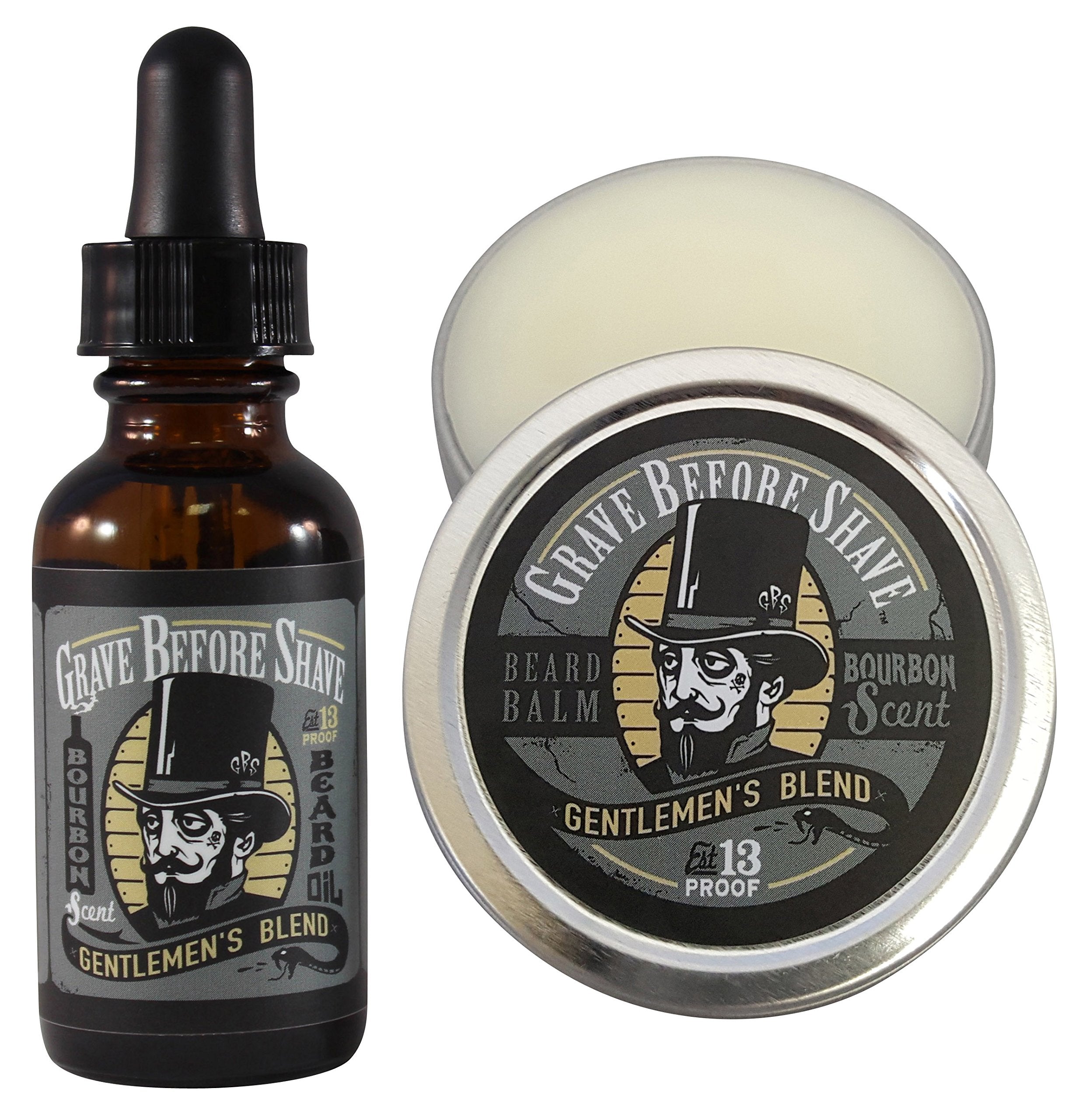 Grave Before Shave Gentlemen's Blend beard balm tin for tame, conditioned facial hair.