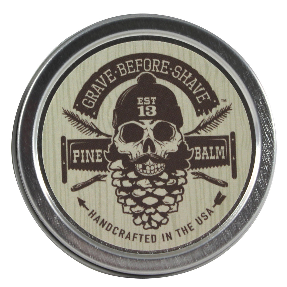 Grave Before Shave Pine Scent Beard Balm tin for conditioning and beard tame