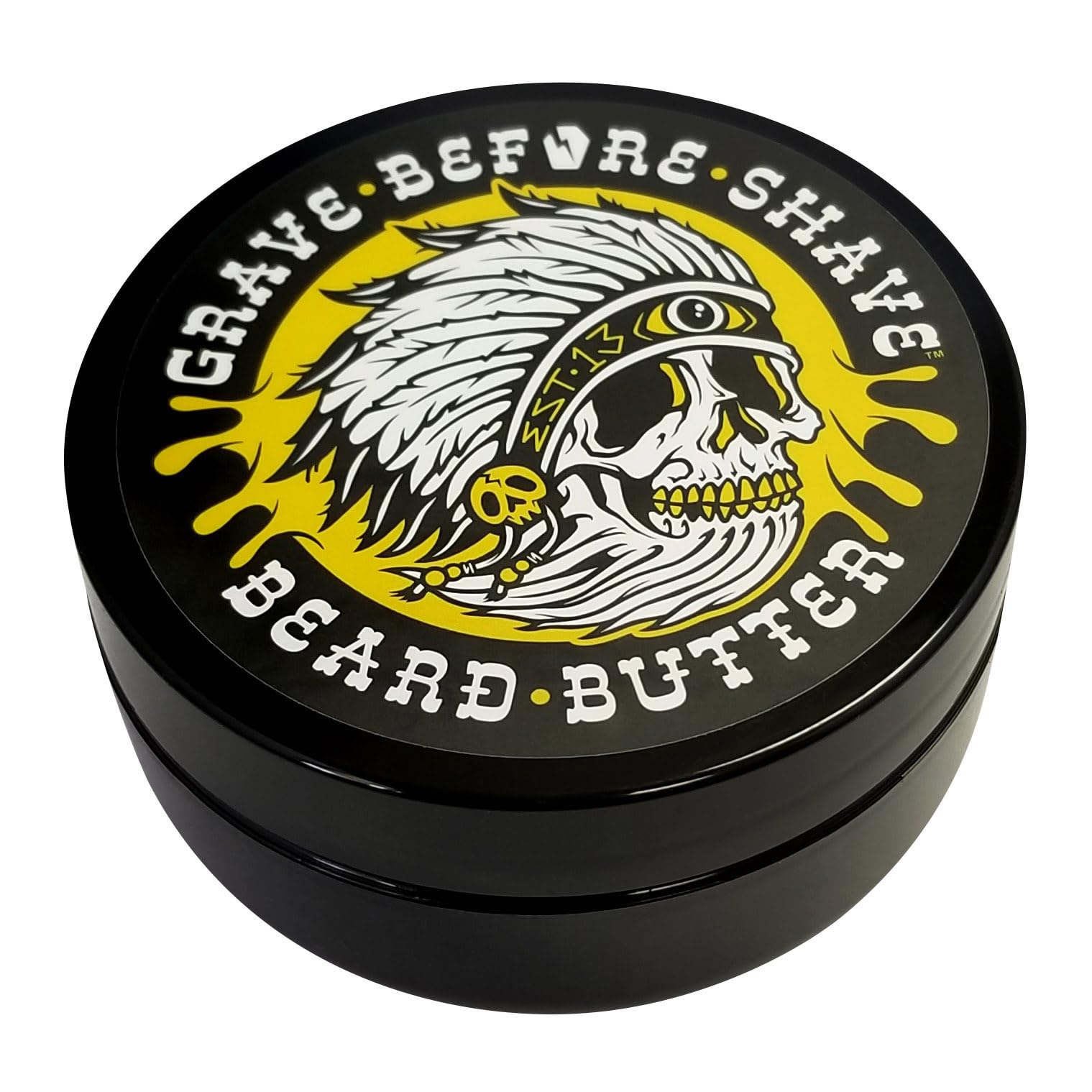 Grave Before Shave Teakwood beard butter in use while brushing