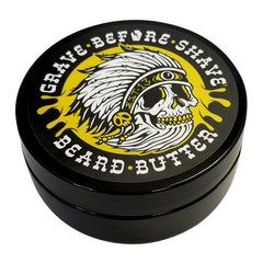 Grave Before Shave Teakwood beard butter in use while brushing