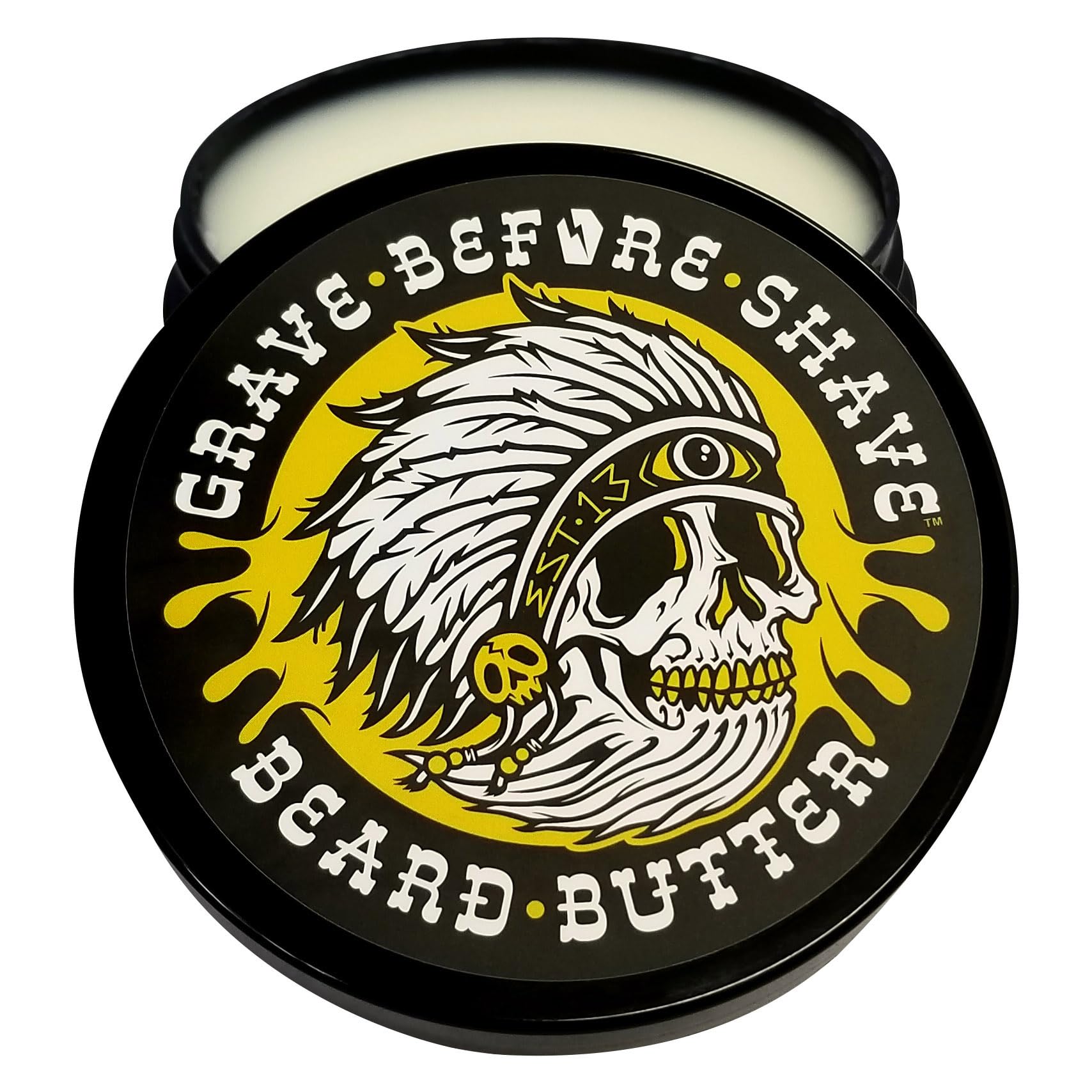 Grave Before Shave Teakwood beard butter jar for easy conditioning and scent