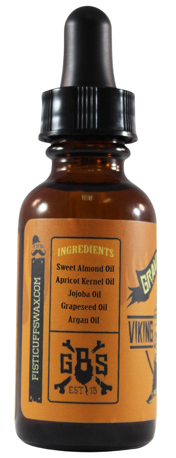 Grave Before Shave Viking Blend beard oil bottle highlights natural ingredients.