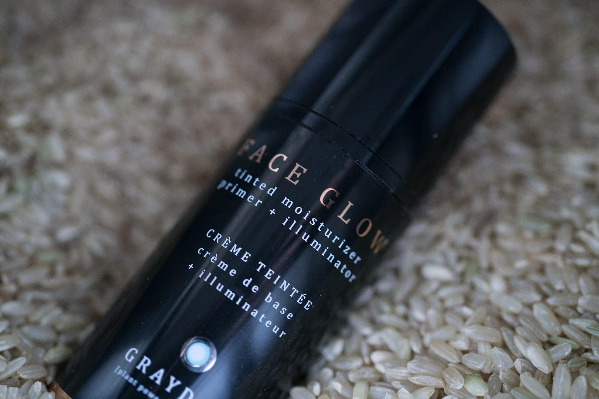 Graydon Face Glow on cheekbones adds natural luminosity.