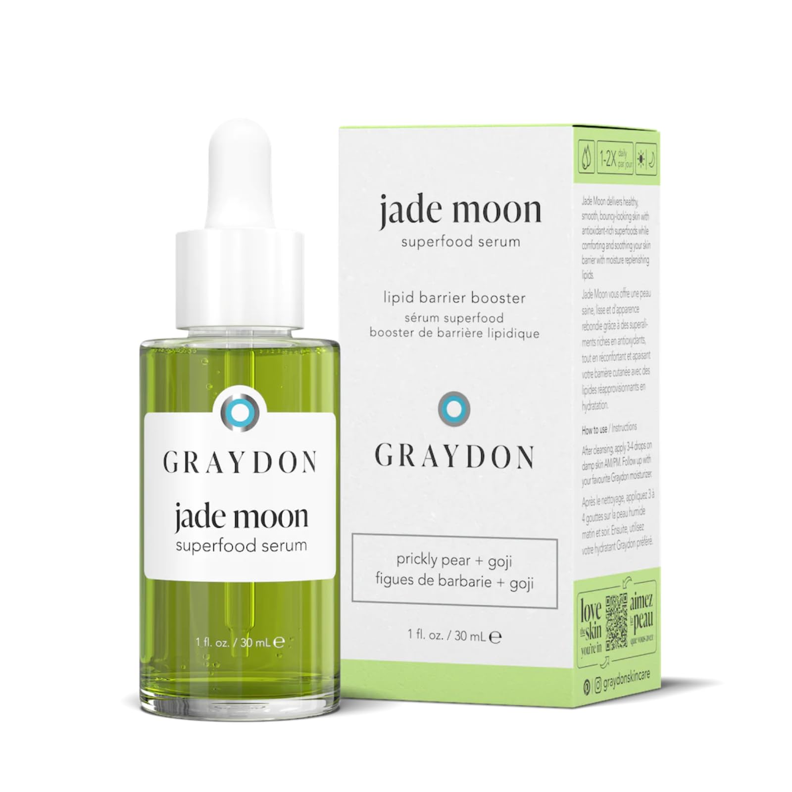 Graydon Jade Moon serum bottle close-up showing premium hydration boost