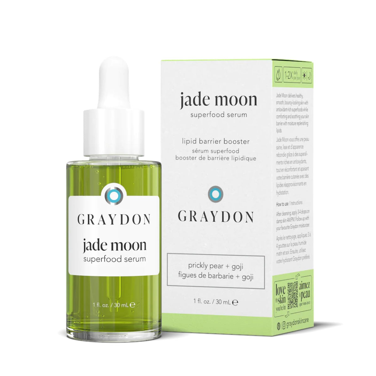 Graydon Jade Moon serum bottle close-up showing premium hydration boost