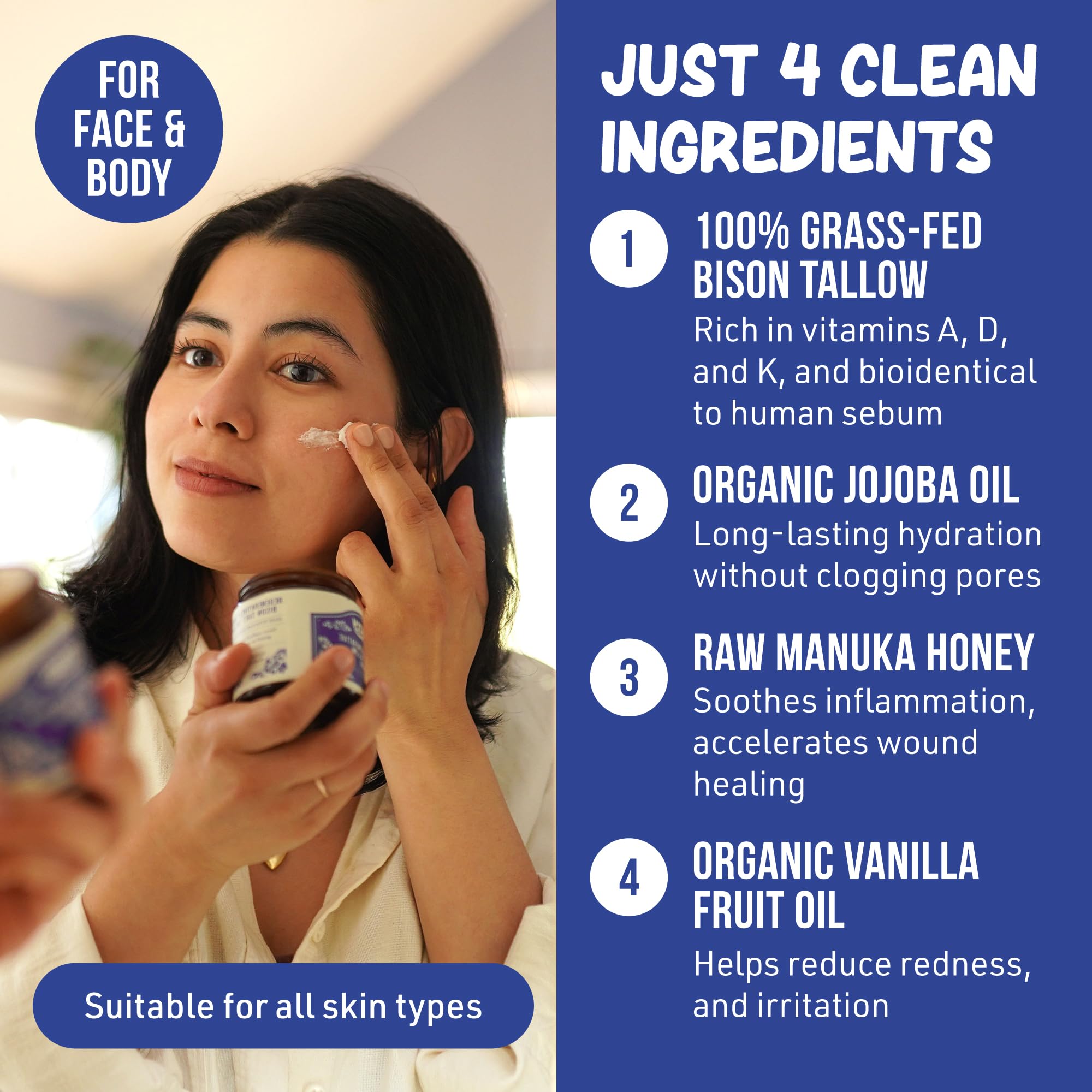 Moisturizing elbows and knees with Grazly bison tallow balm