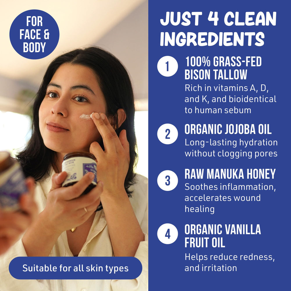 Moisturizing elbows and knees with Grazly bison tallow balm