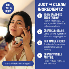 Moisturizing elbows and knees with Grazly bison tallow balm