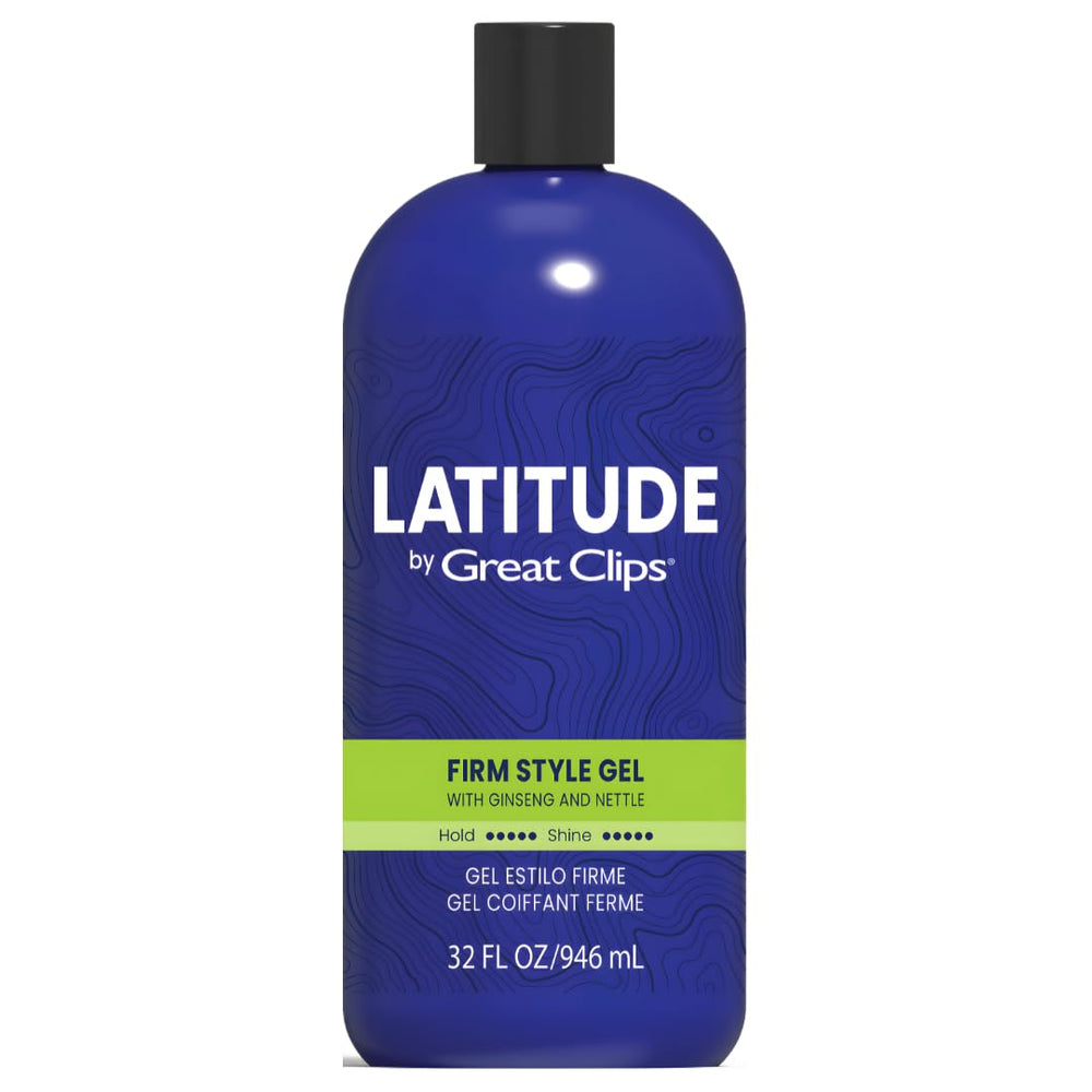 GREAT CLIPS LATITUDE Firm Style Gel bottle shows strong hold and high shine