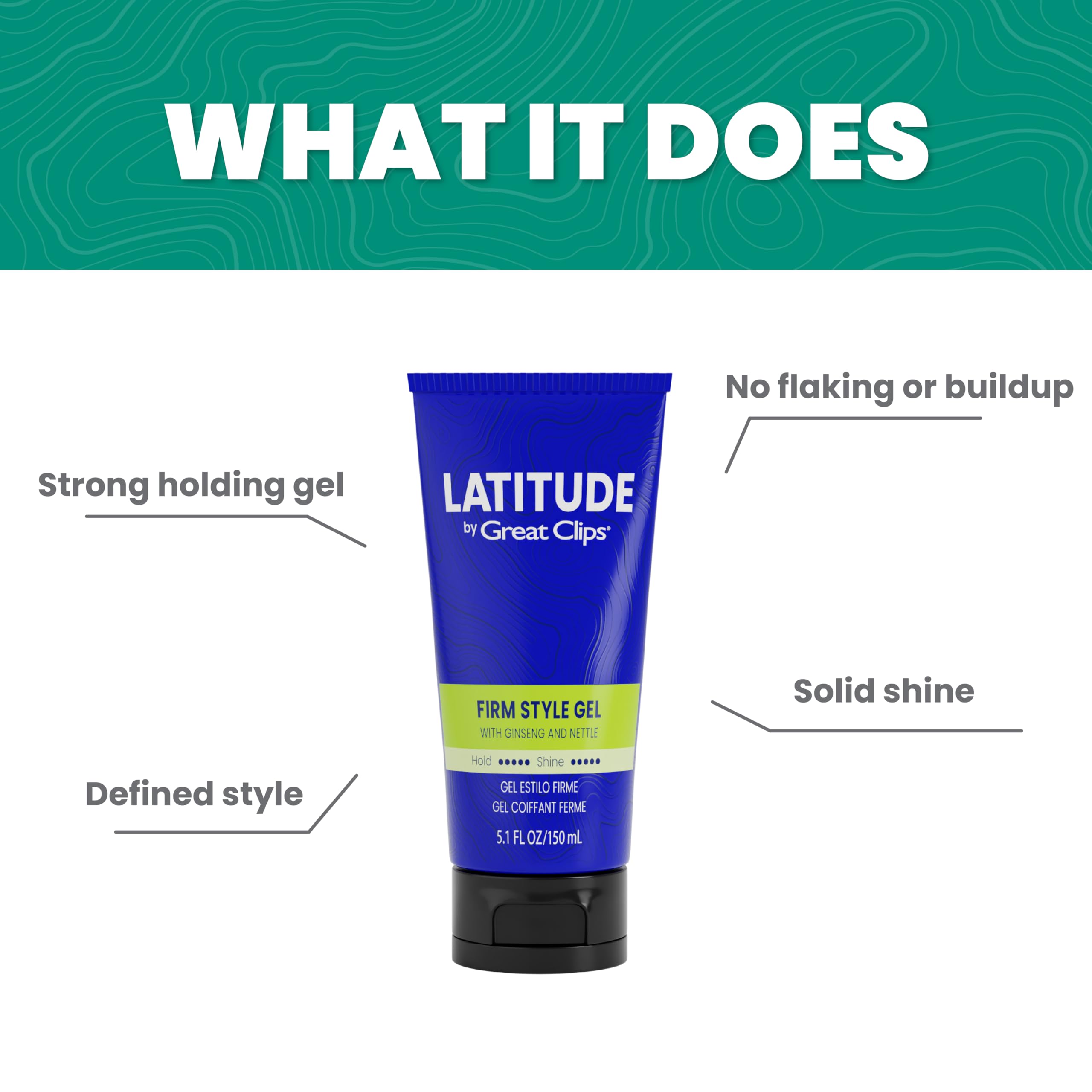 LATITUDE gel packaging highlights paraben-free formula for healthier hair