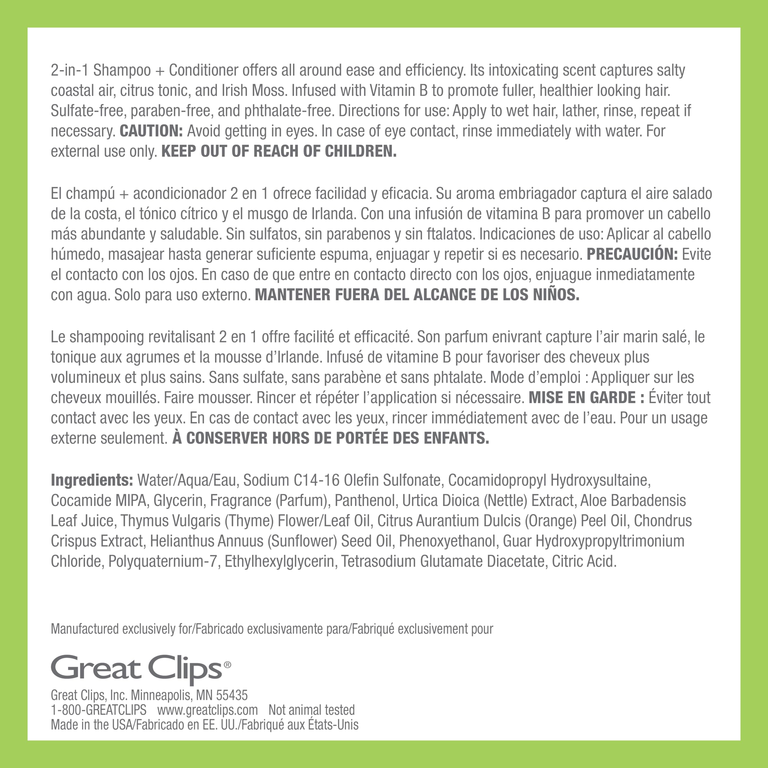 GREAT CLIPS Latitude foamy lather shows rich cleansing and conditioning.