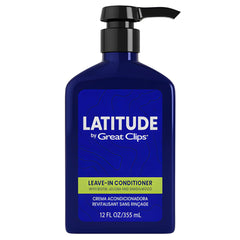 Great Clips Latitude leave-in conditioner bottle for hydrated, manageable hair.