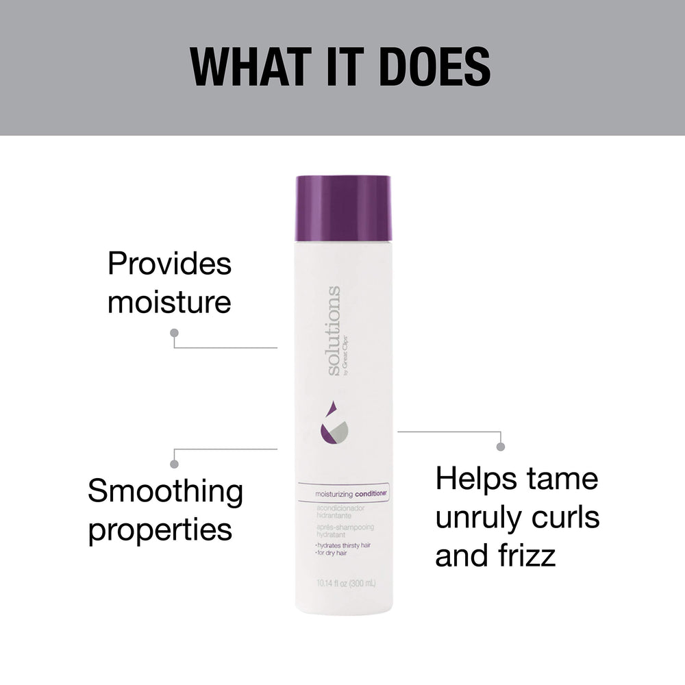 GREAT CLIPS Solutions Moisturizing Conditioner dispense pump demonstrates easy application.