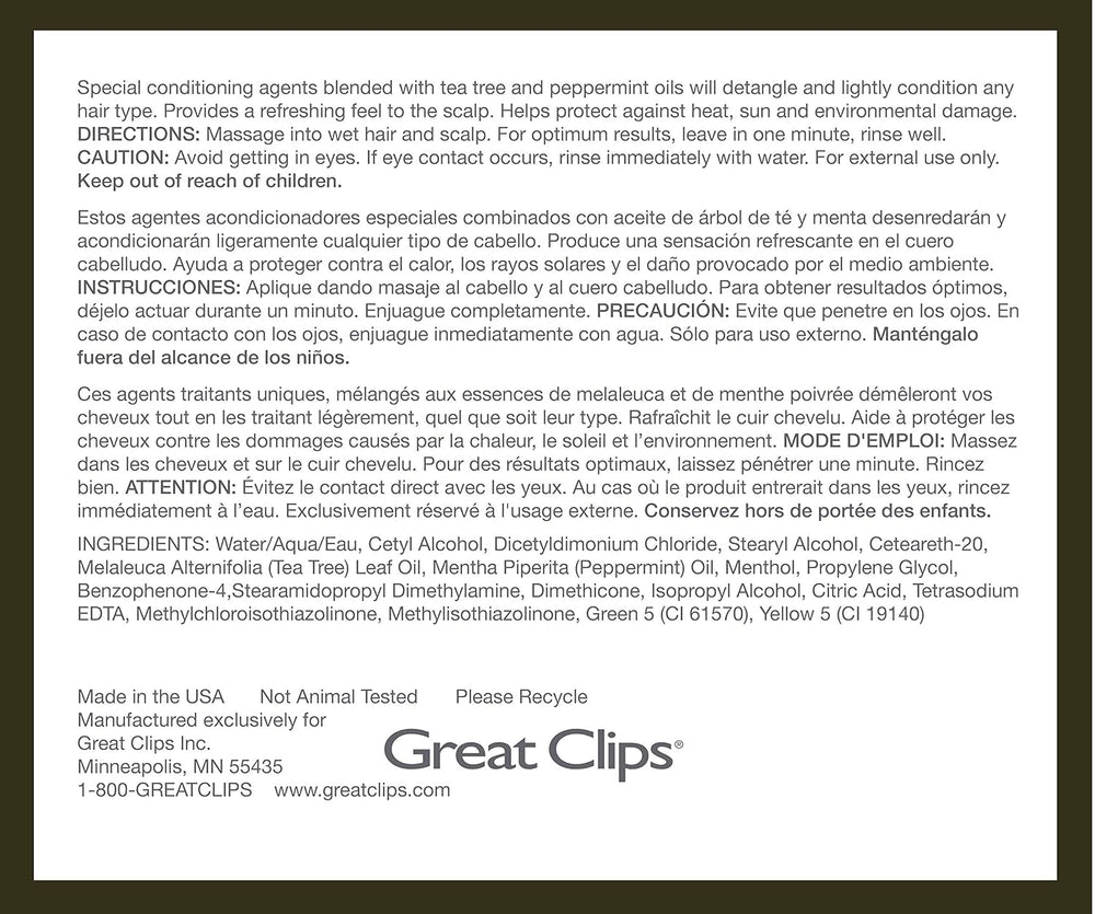 Applying GREAT CLIPS conditioner to strands for detangling and shine.