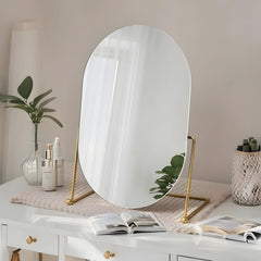GREATCICI portable desk mirror folds flat for easy storage and travel.