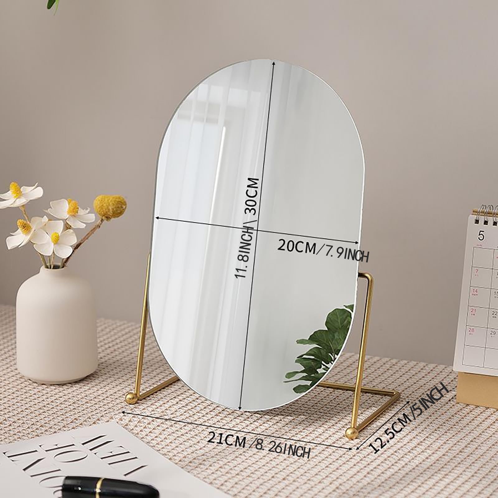 GREATCICI table top makeup mirror, two‑sided HD reflection for clear detailing.