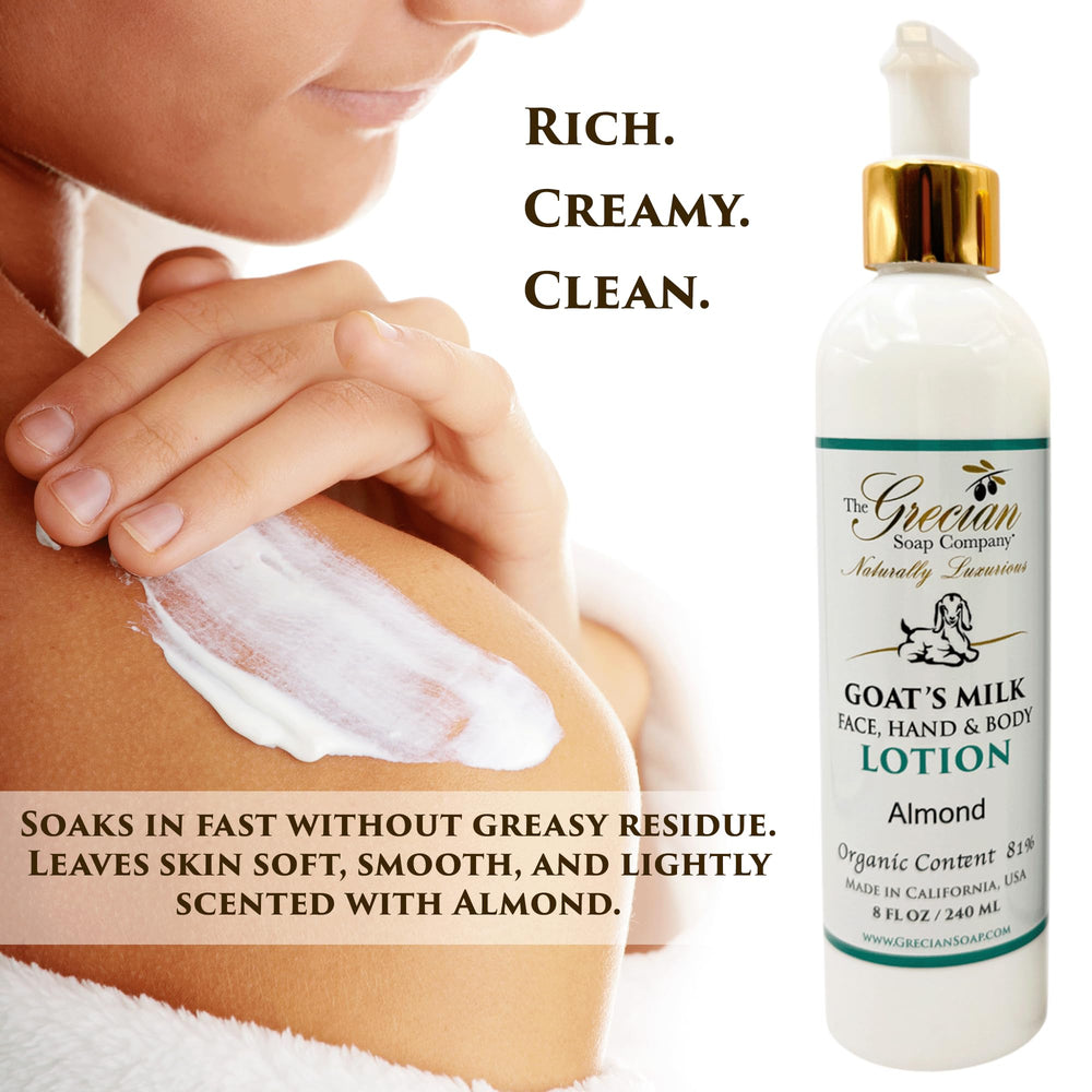 Grecian Goat Milk Body Wash almond scent creates a gentle cleansing experience.