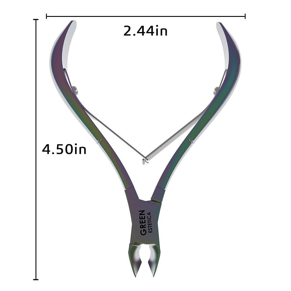 Green Estetica 4-pack cuticle trimmer in multi-color for salon-ready nail care.