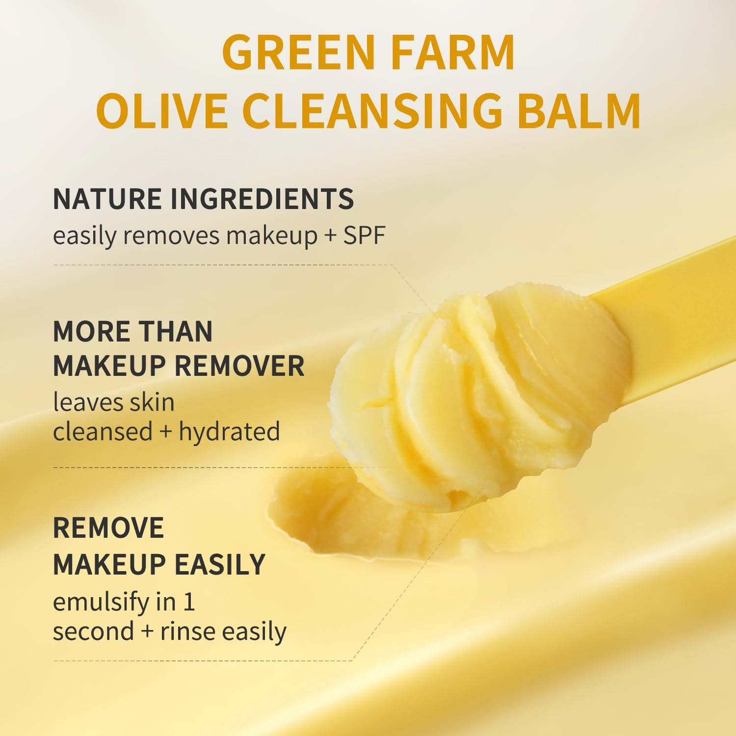 GREEN FARM Natural plant oils blend of olive, jojoba, camellia for gentle cleansing.