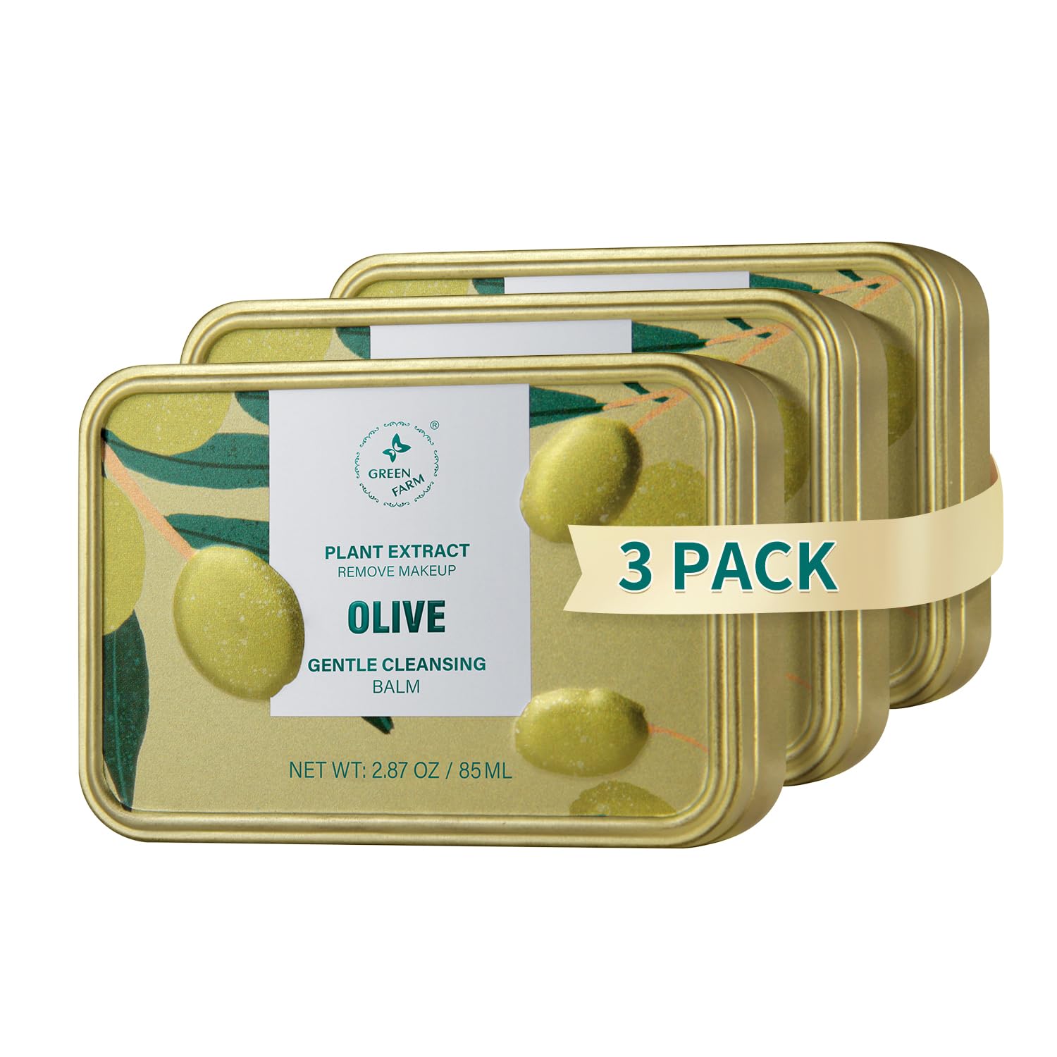 GREEN FARM Makeup Remover Balm with olive oil melts makeup for all skin types.