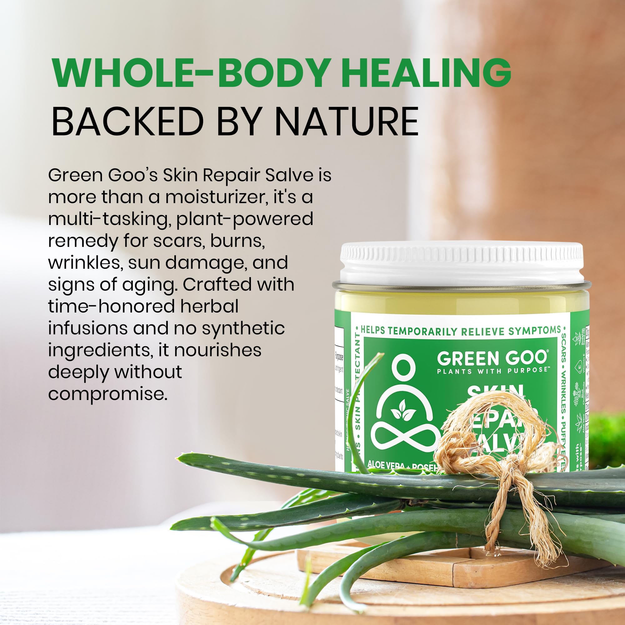Night-time application of Green Goo Skin Repair Salve for wrinkles.