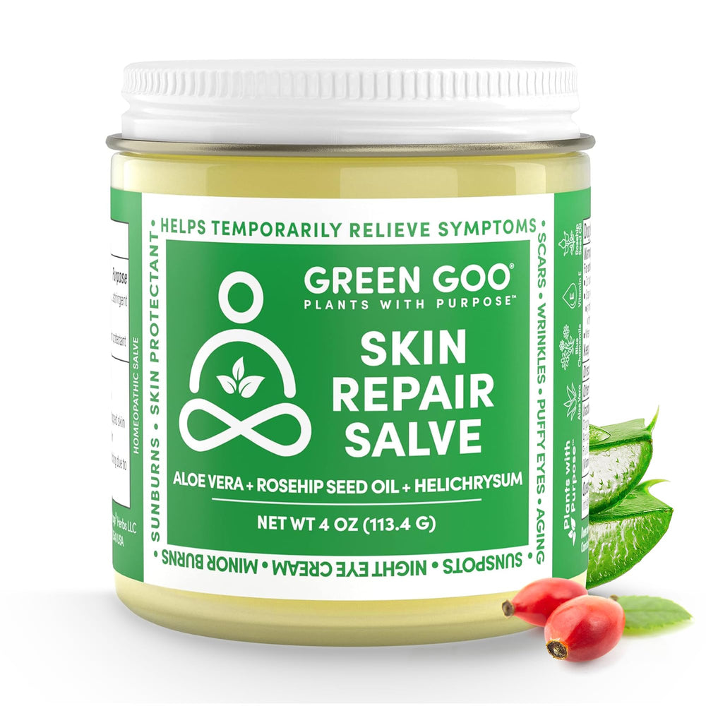Packaging of Green Goo Skin Repair Salve with label visible.